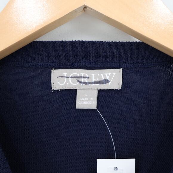 J.Crew Carolyn Fitted Crewneck Sweater Merino Wool Navy Size Large NWT - Picture 4 of 8